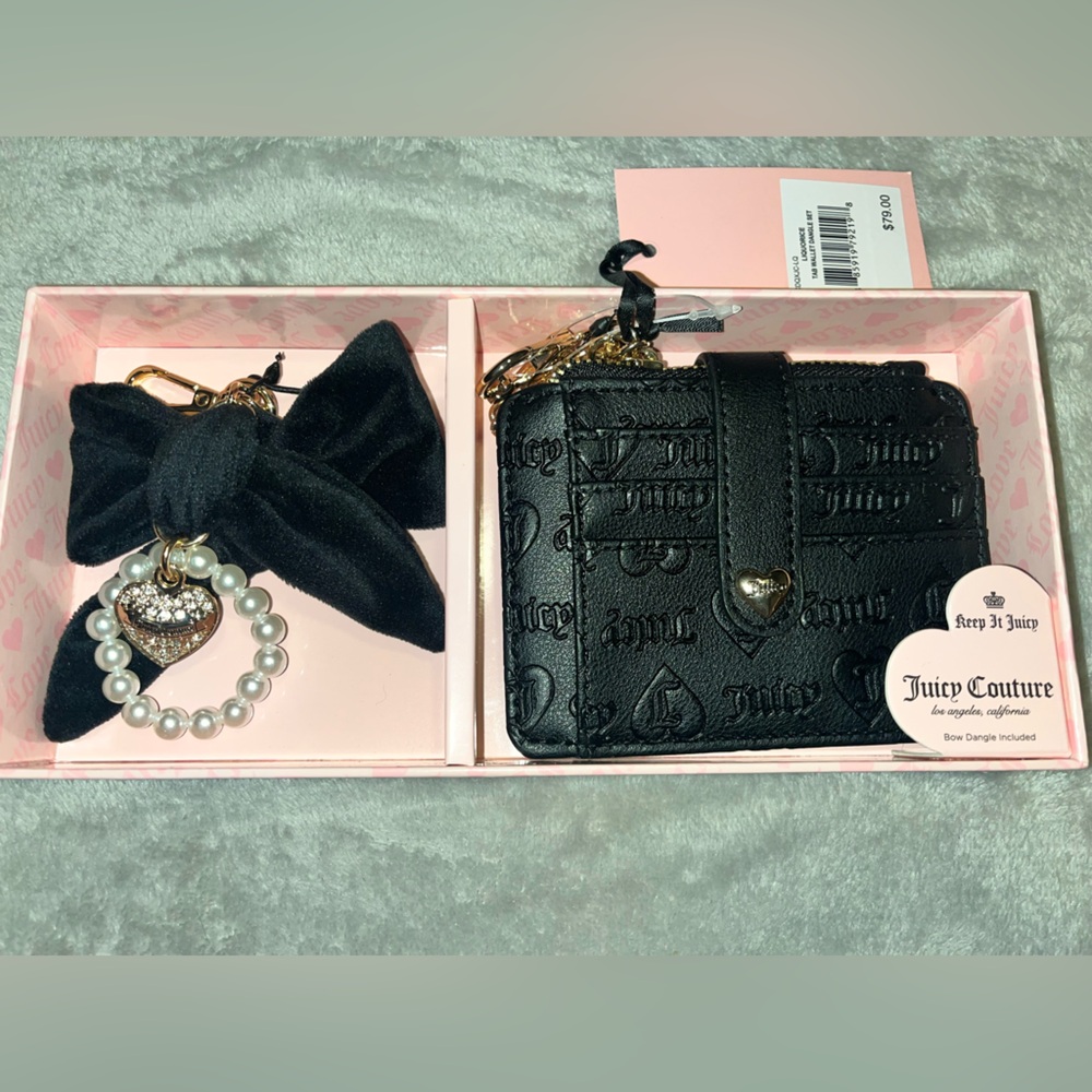 Juicy Couture Key Holder Card Wallet TAB WALLET DANGLE SET LIQUORICE